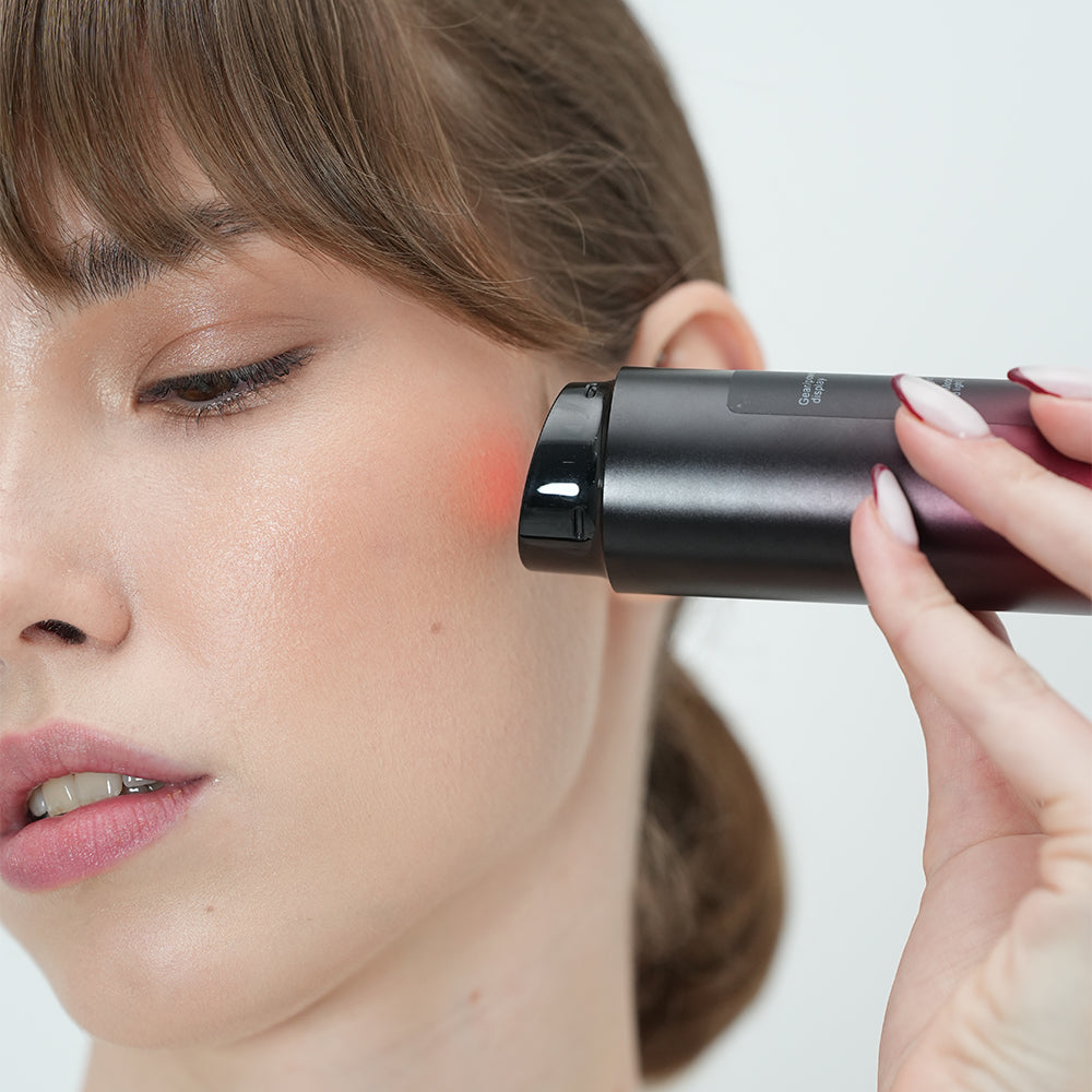 Closeup of woman demonstrating Dermao Radiance